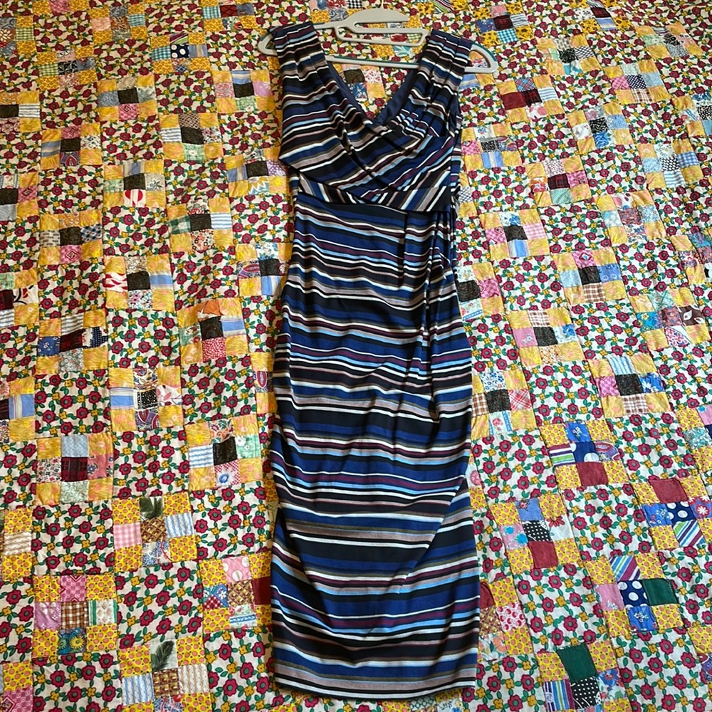 Nicole Miller Stripe Tuck Dress